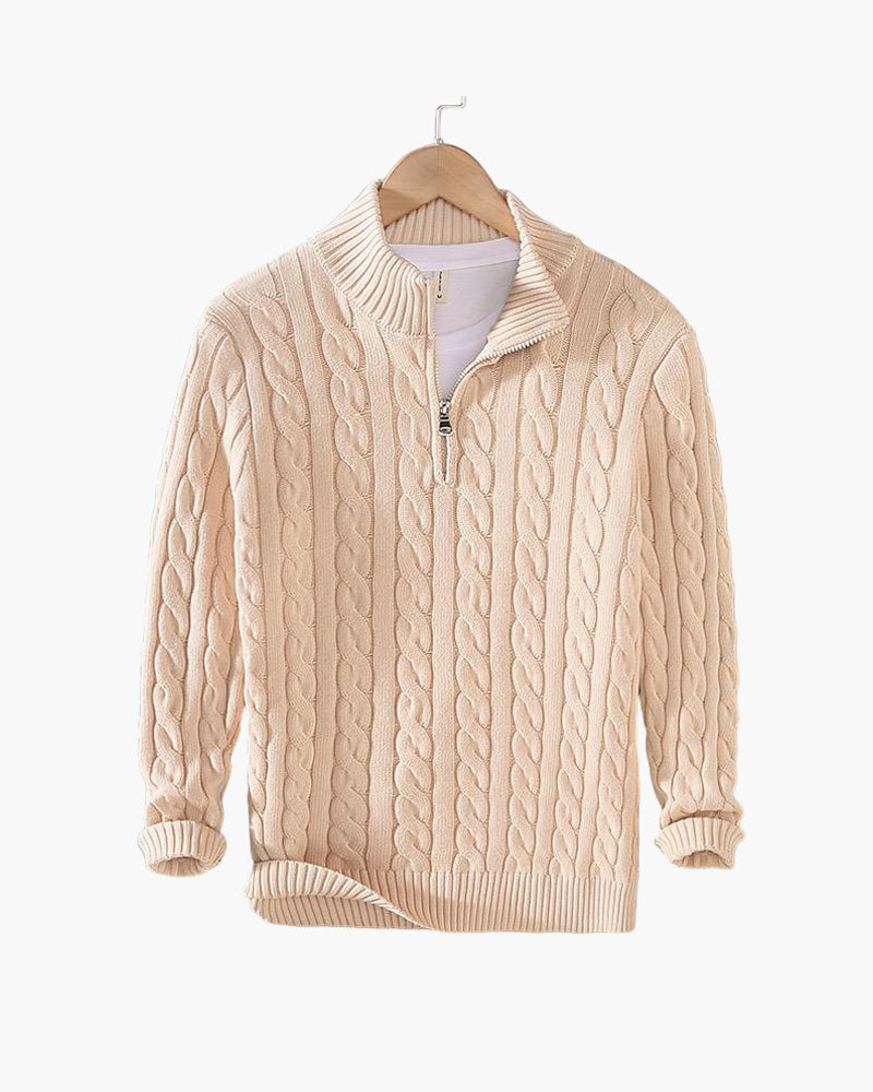 Cable-Knit Half-Zip Sweater