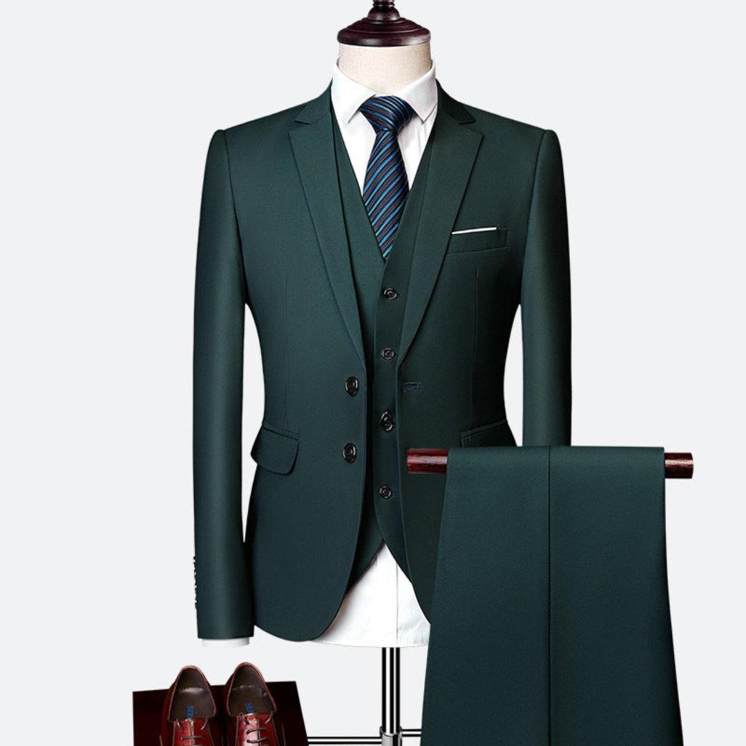 Men's 3 Piece Suit, Double-Breasted Tailored Formal Blazer Waistcoat & Trousers Set 11
