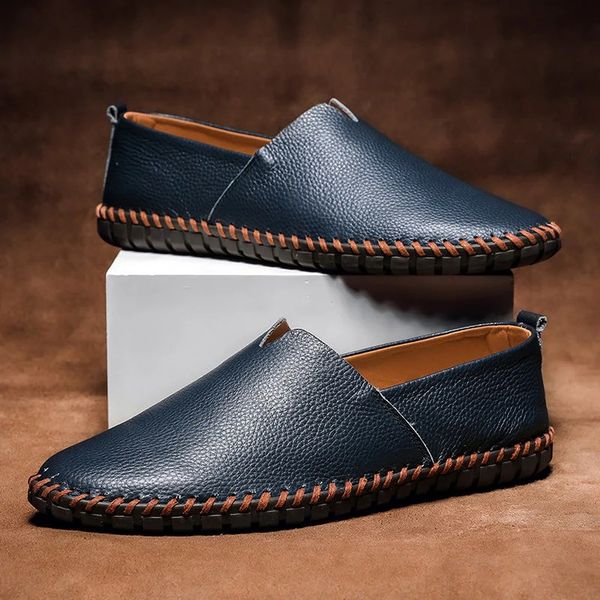 Men's Slip-On Loafers, Visible Stitch Lightweight Smart Casual Moccasin Driving Shoes 1