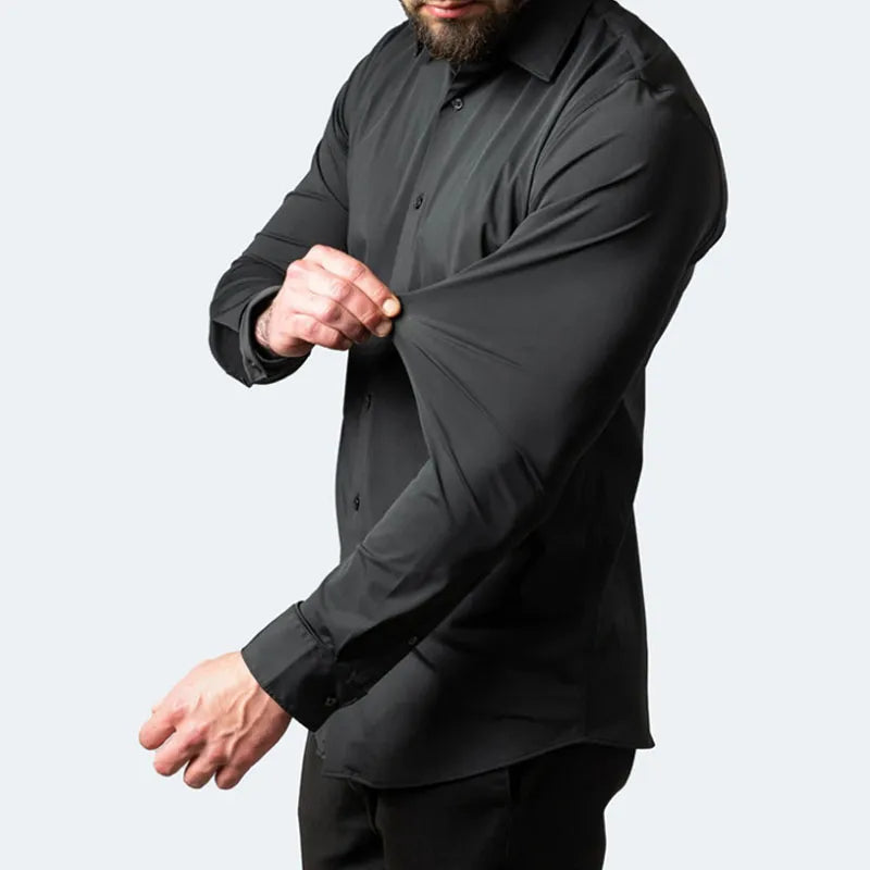 Men's Long Sleeve Formal Shirt, Flexible Fit Smart Button-Up Dress Shirt for Events 11