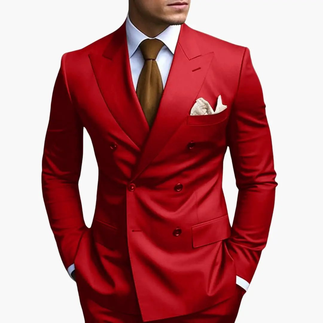Men's Double-Breasted Wedding Suit, Tailored Blazer & Trousers Formal Event Set 13