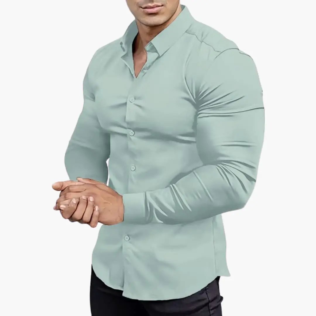 Men's Slim Fit Long Sleeve Shirt, Smart Casual Button-Up Easy Iron Dress Shirt