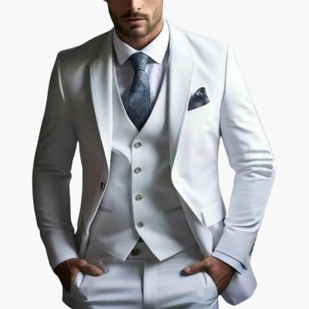 Men's 3 Piece Suit, Tailored Blazer, Waistcoat & Trousers Set for Weddings & Special Events 24