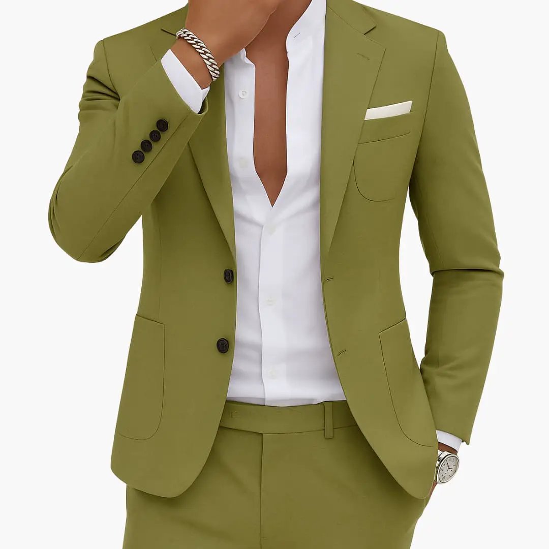 Men's 2 Piece Wedding Suit, Slim Fit Tailored Blazer & Trousers Set for Formal Events 4