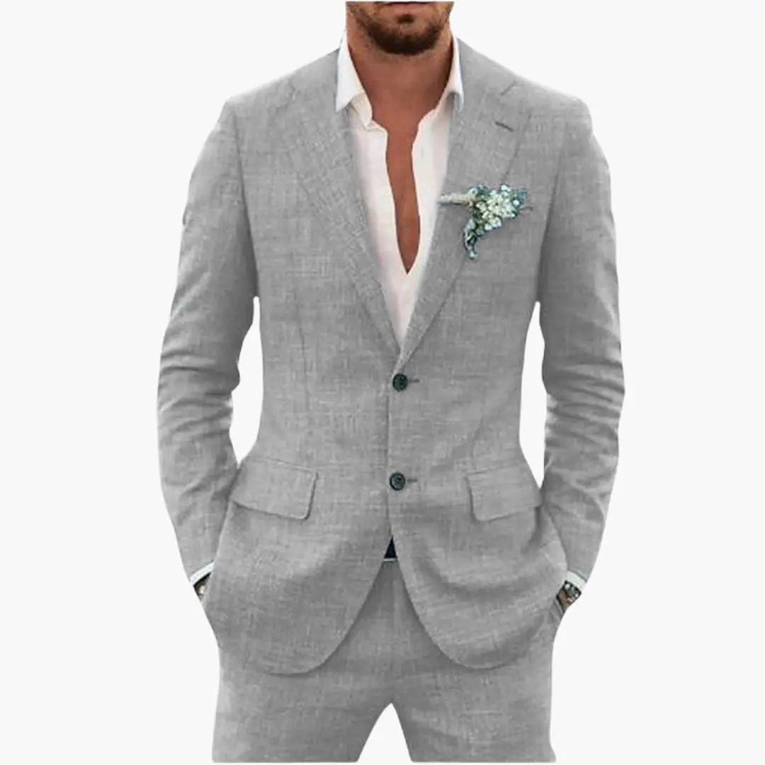 Men's Slim Fit Suit, 2 Piece Notch Lapel Blazer & Straight Trousers Set for Weddings 21