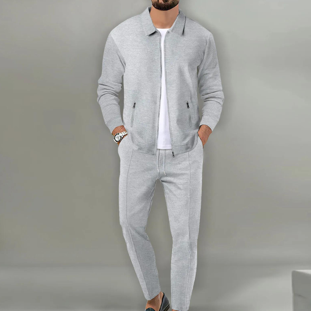 Men's 2 Piece Tracksuit Set, Bomber Jacket & Elastic Trousers Casual Sporty Outfit 4