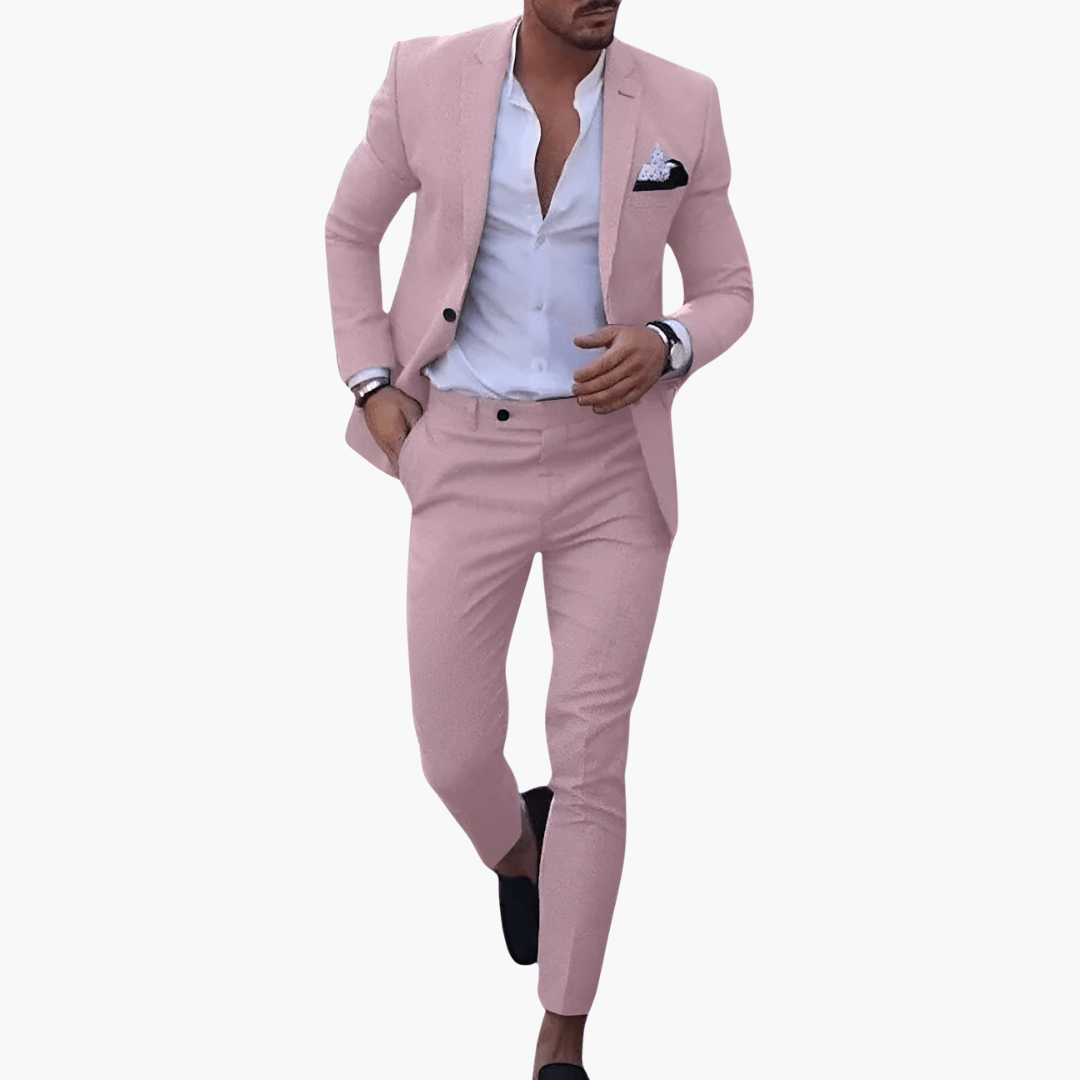 Men's Slim Fit Summer Suit, 2 Piece Tailored Blazer & Trousers Set for Weddings & Events 5