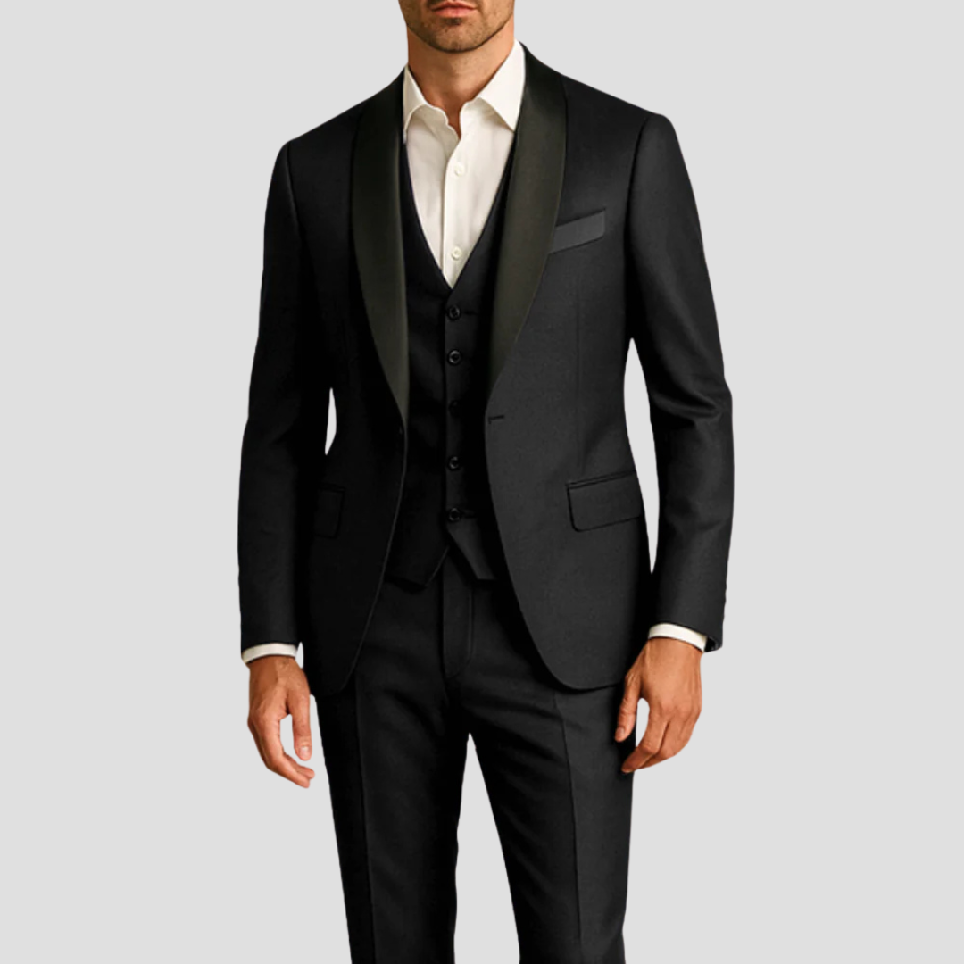 Men's Slim Fit Tuxedo Suit, 3 Piece Dinner Jacket Waistcoat & Trousers Set for Weddings 5