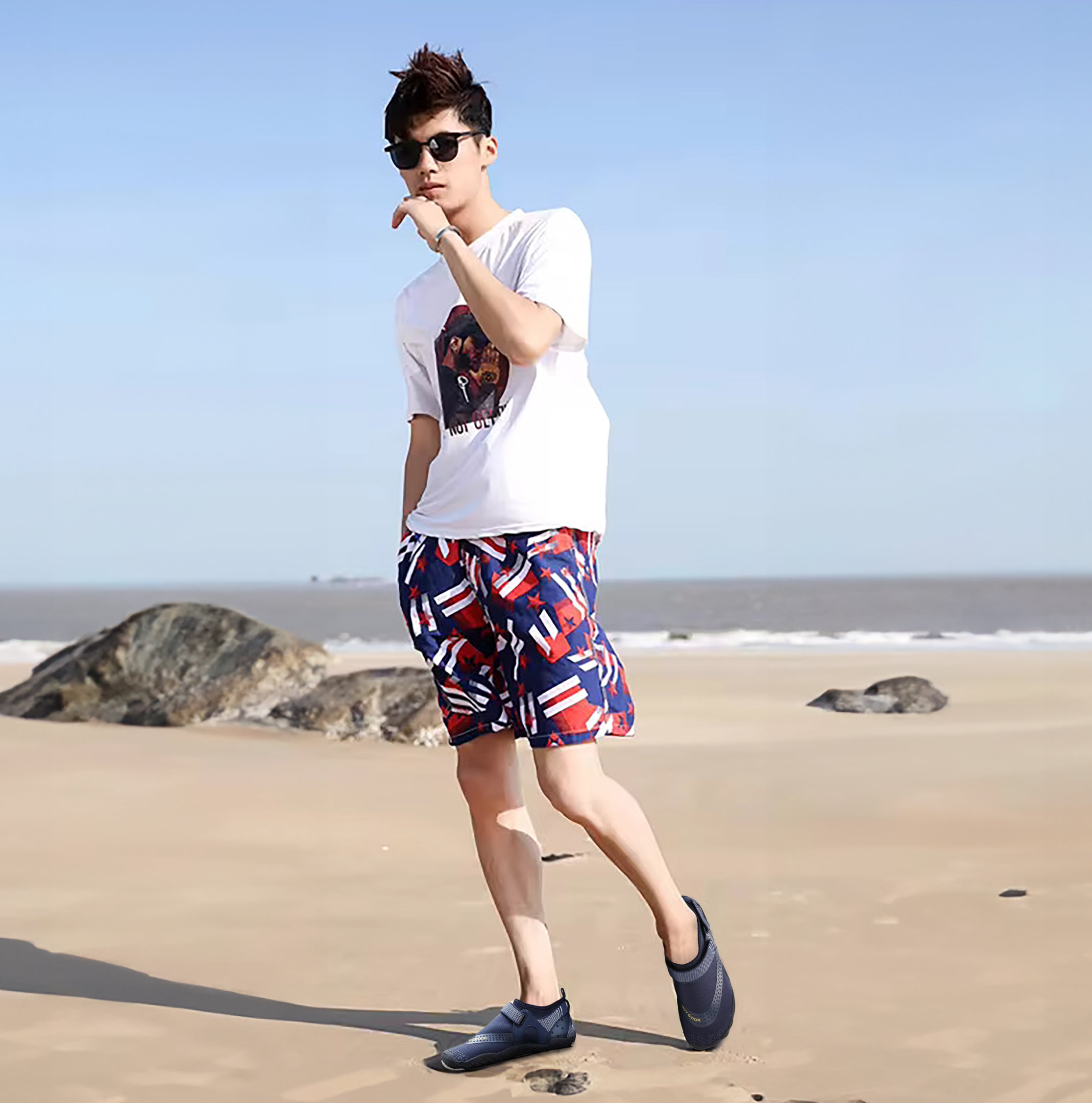 Men's Water Shoes, Non-Slip Quick-Dry Adjustable Strap Lightweight Summer Beach Shoes 12