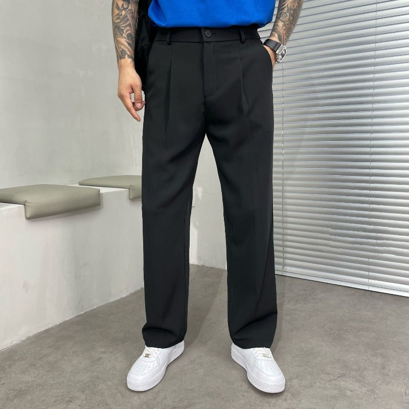 Wide-Leg Pleated Trouser
