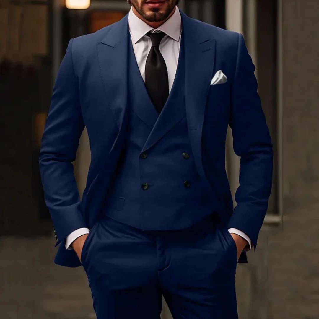 Men's 3 Piece Suit, Tailored Blazer Waistcoat & Trousers Formal Wedding Set 2