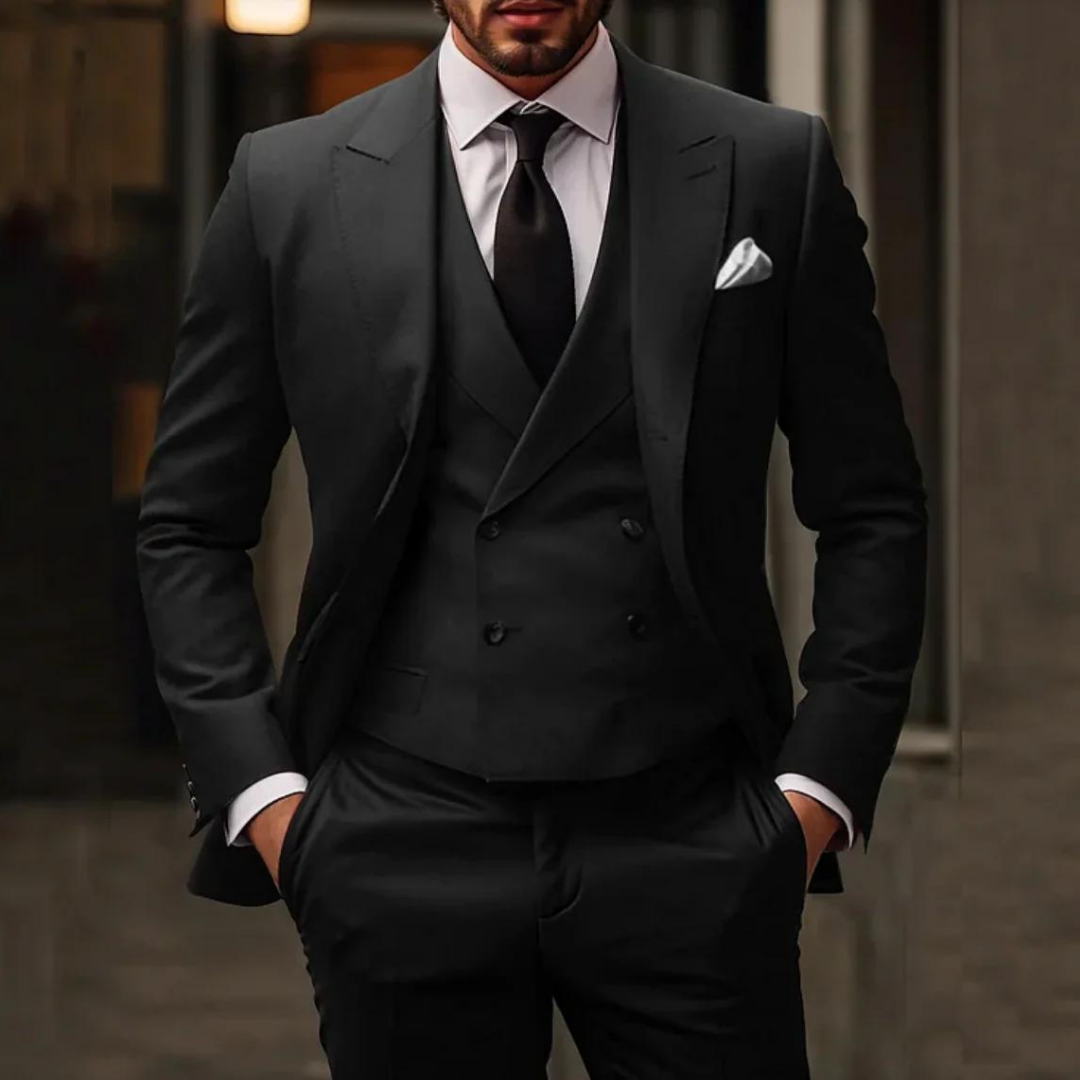 Men's 3 Piece Suit, Tailored Blazer Waistcoat & Trousers Formal Wedding Set 1