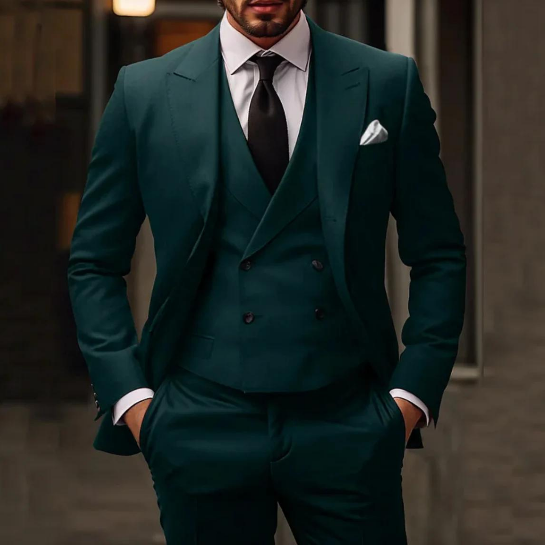 Men's 3 Piece Suit, Tailored Blazer Waistcoat & Trousers Formal Wedding Set 3
