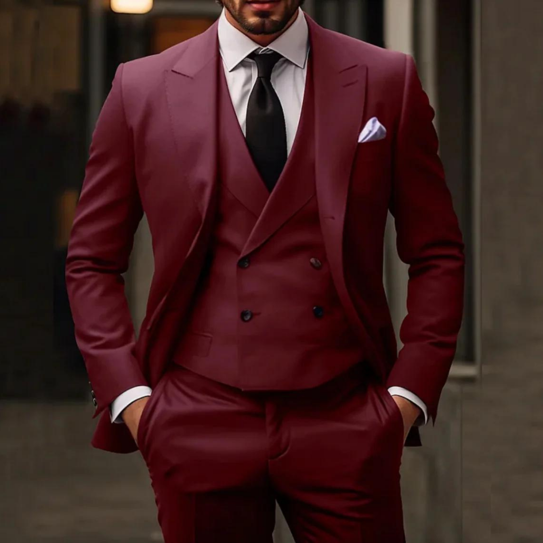 Men's 3 Piece Suit, Tailored Blazer Waistcoat & Trousers Formal Wedding Set 4