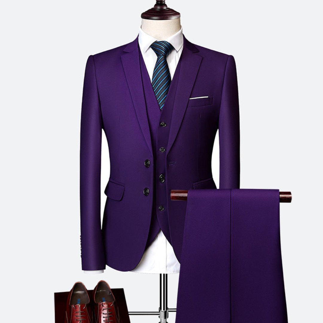 Men's 3 Piece Suit, Double-Breasted Tailored Formal Blazer Waistcoat & Trousers Set 12