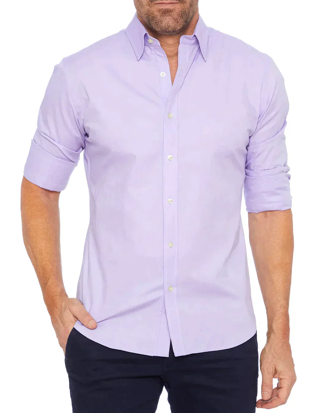 Men's Zip-Up Shirt, Long Sleeve Classic Collar Slim Fit Smart Casual Everyday Shirt 31