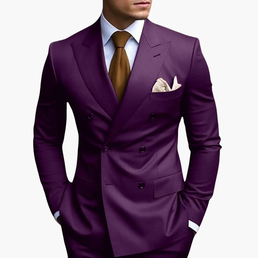 Men's Double-Breasted Wedding Suit, Tailored Blazer & Trousers Formal Event Set 11