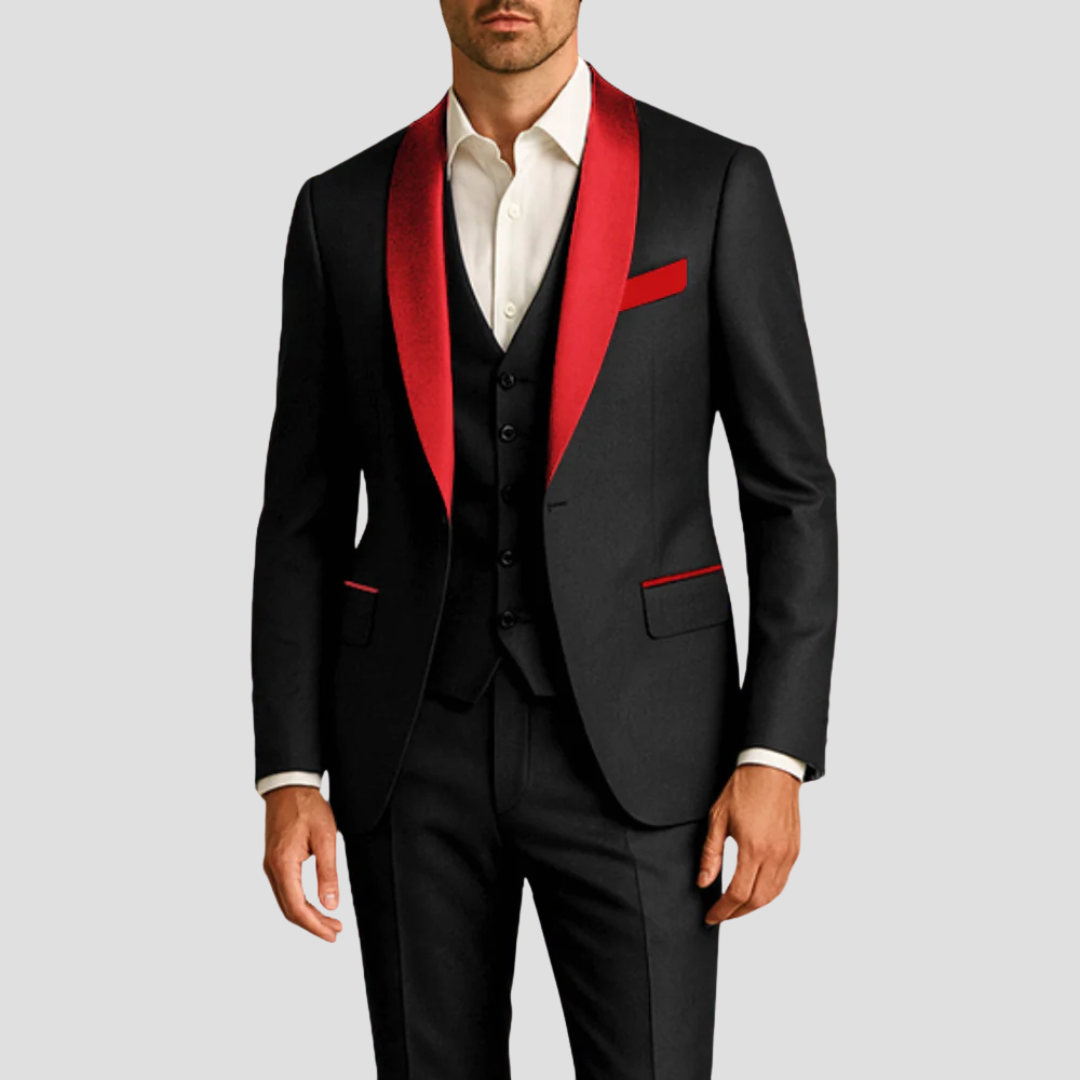 Men's Slim Fit Tuxedo Suit, 3 Piece Dinner Jacket Waistcoat & Trousers Set for Weddings 6