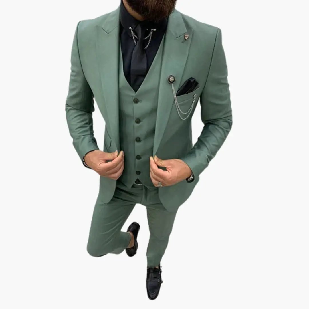 Men's Wedding Suit, Slim Fit Notch Lapel Blazer Waistcoat & Trousers Set for Formal Occasions 16