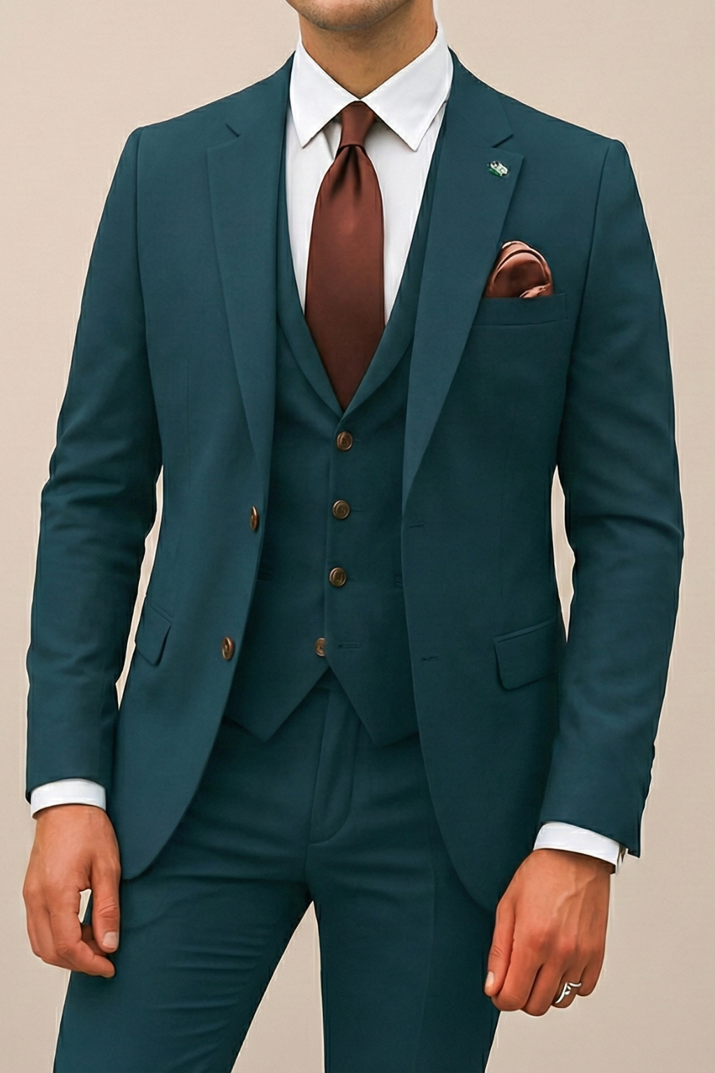 Men's Slim Fit 3 Piece Suit, Tailored Blazer, Waistcoat & Trousers Set for Weddings & Events 5
