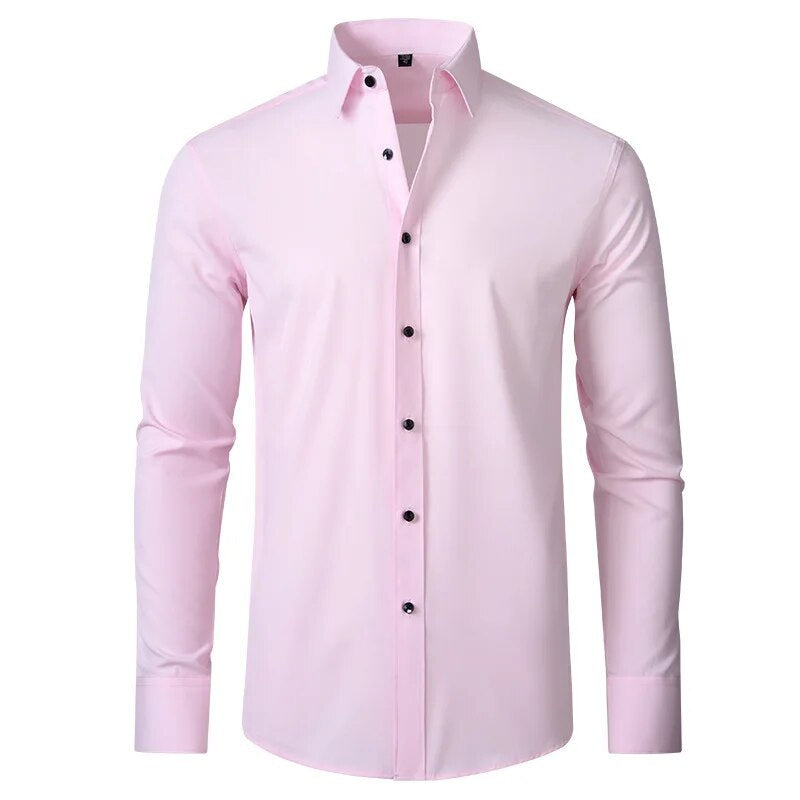 Men's Long Sleeve Formal Shirt, Flexible Fit Smart Button-Up Dress Shirt for Events 5