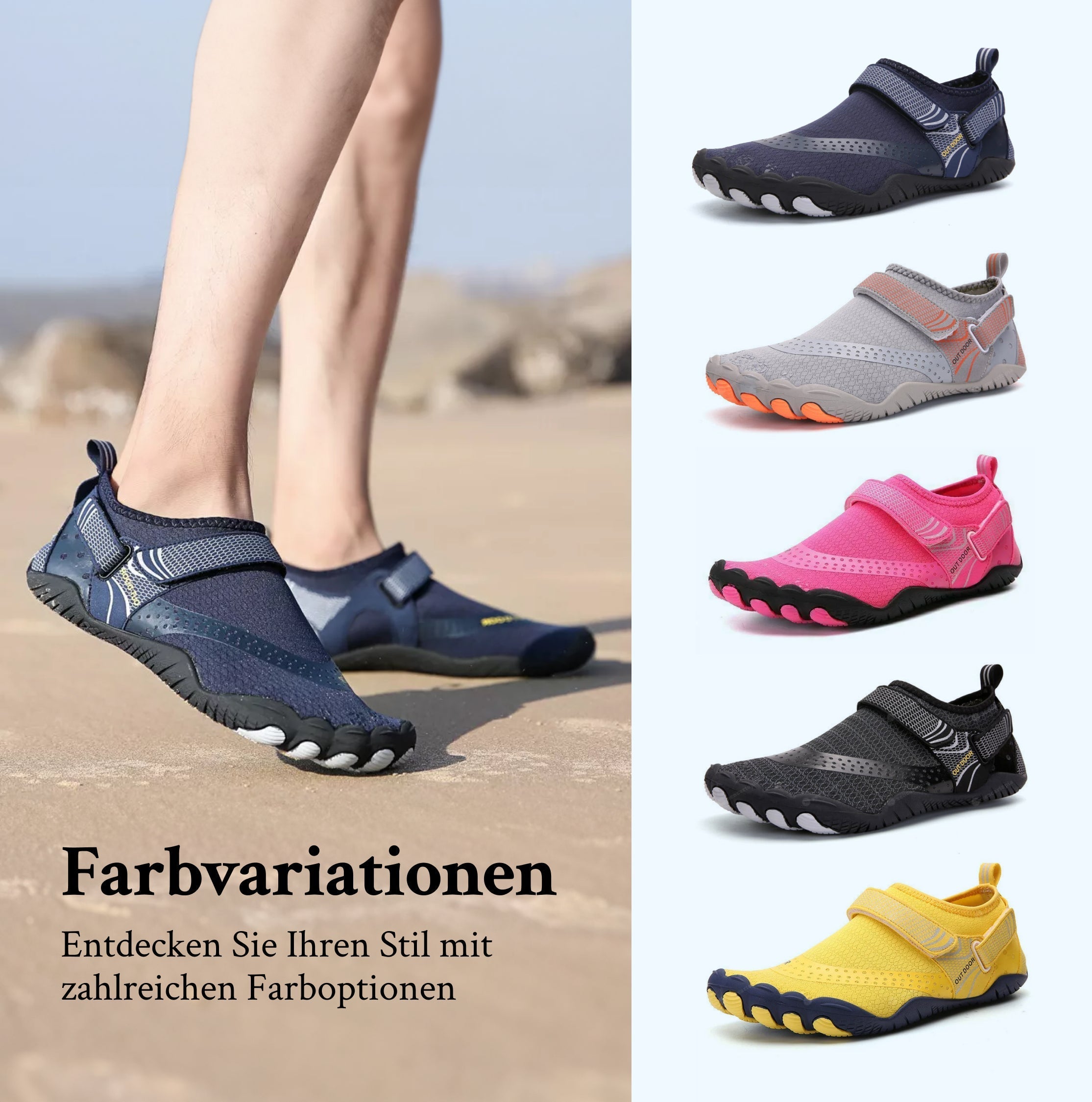 Men's Water Shoes, Non-Slip Quick-Dry Adjustable Strap Lightweight Summer Beach Shoes 4