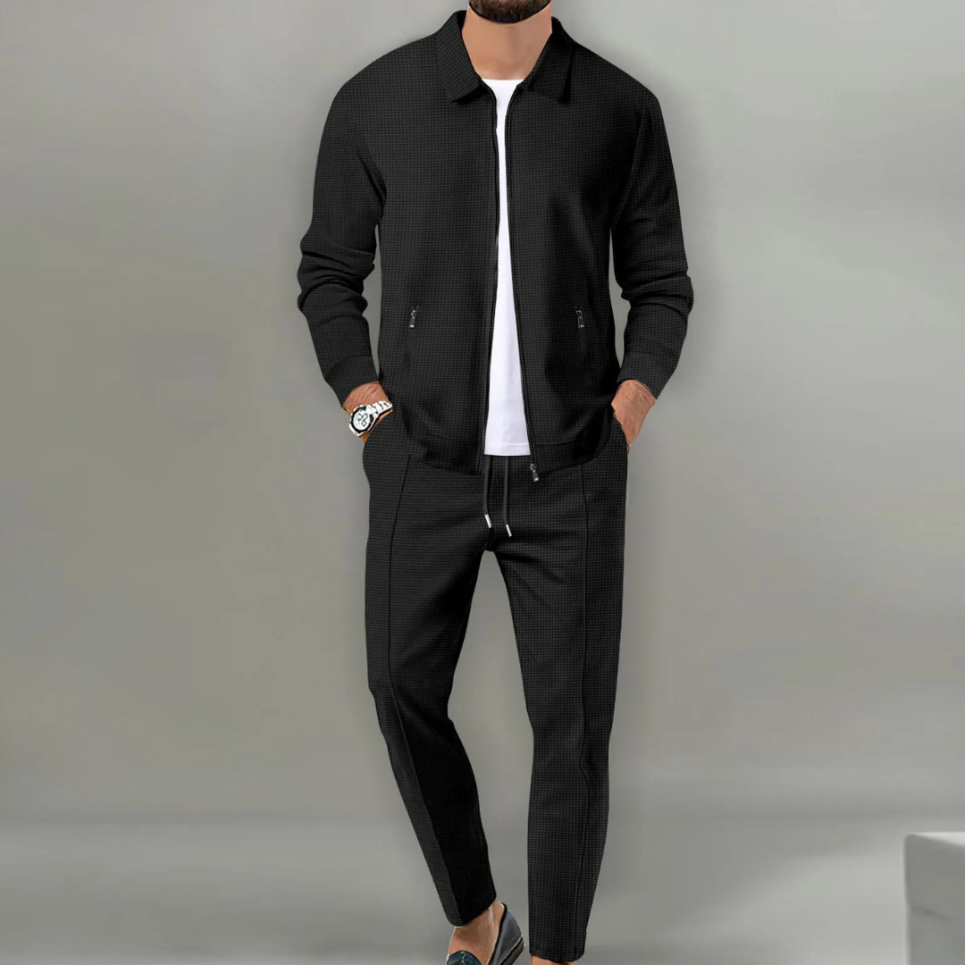 Men's 2 Piece Tracksuit Set, Bomber Jacket & Elastic Trousers Casual Sporty Outfit 3
