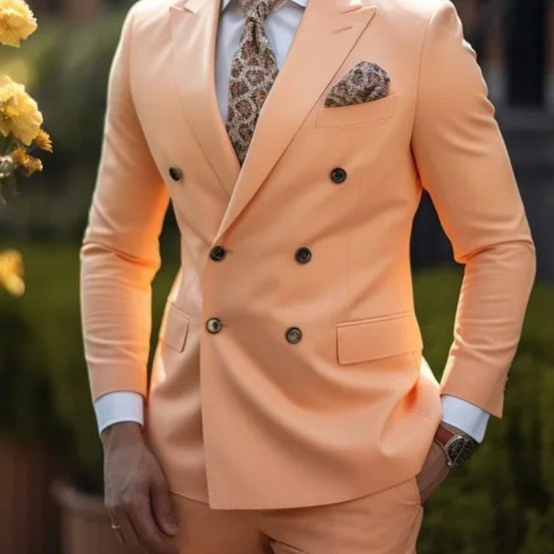 Men's Double Breasted Suit Set, Slim Fit Structured Blazer & Trousers for Weddings & Events 3