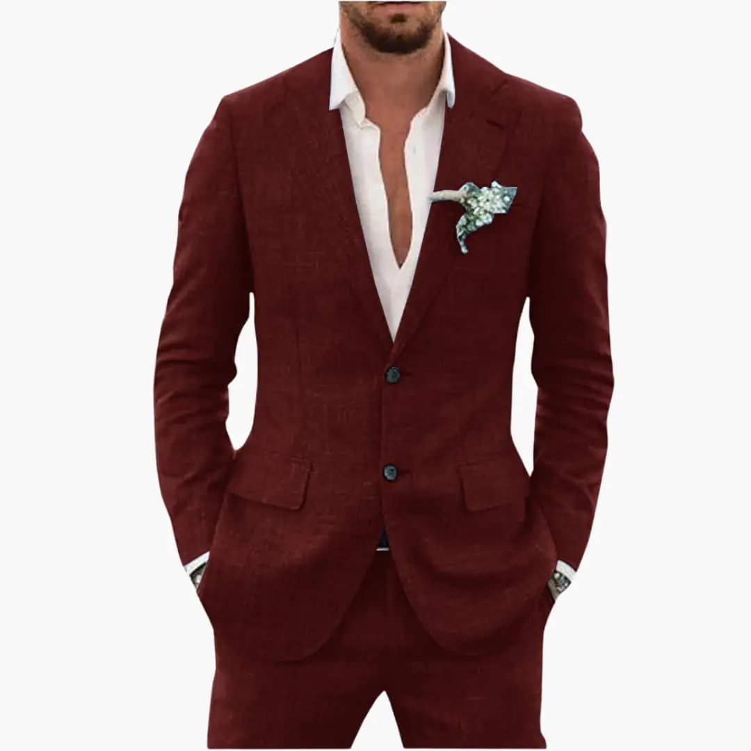 Men's Slim Fit Suit, 2 Piece Notch Lapel Blazer & Straight Trousers Set for Weddings 15