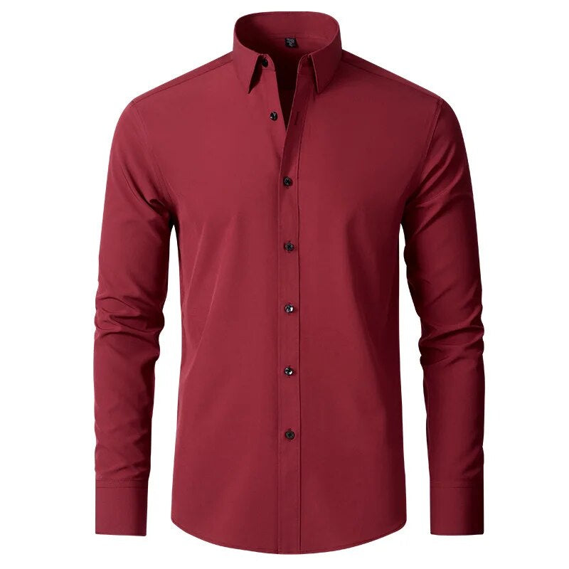 Men's Long Sleeve Formal Shirt, Flexible Fit Smart Button-Up Dress Shirt for Events 6