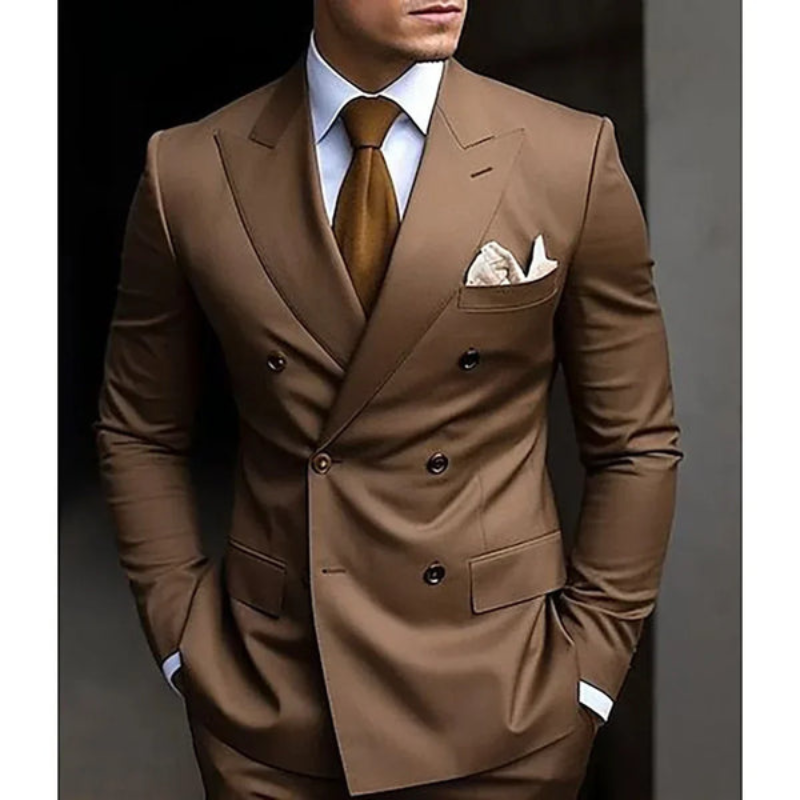 Men's Double Breasted Suit Set, Slim Fit Structured Blazer & Trousers for Weddings & Events 13