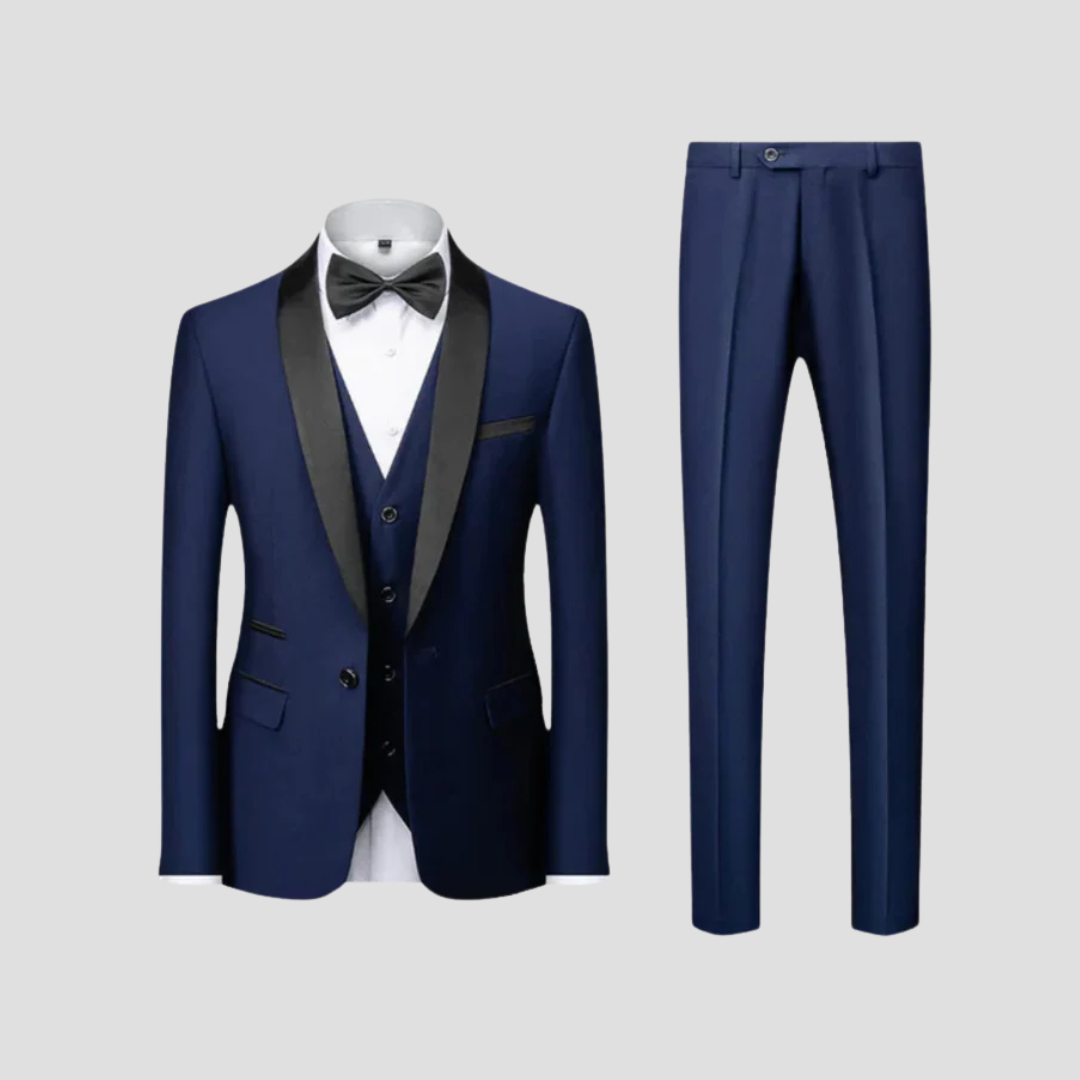 Men's Slim Fit Tuxedo Suit, 3 Piece Dinner Jacket Waistcoat & Trousers Set for Weddings 1
