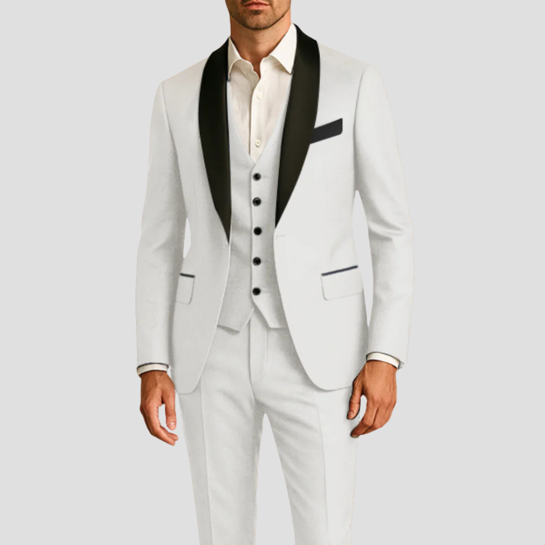 Men's Slim Fit Tuxedo Suit, 3 Piece Dinner Jacket Waistcoat & Trousers Set for Weddings 7