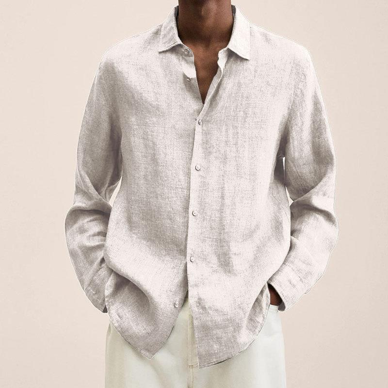 Men's Long Sleeve Shirt, Classic Fit Button-Up Collar Smart Casual Cotton Shirt 2
