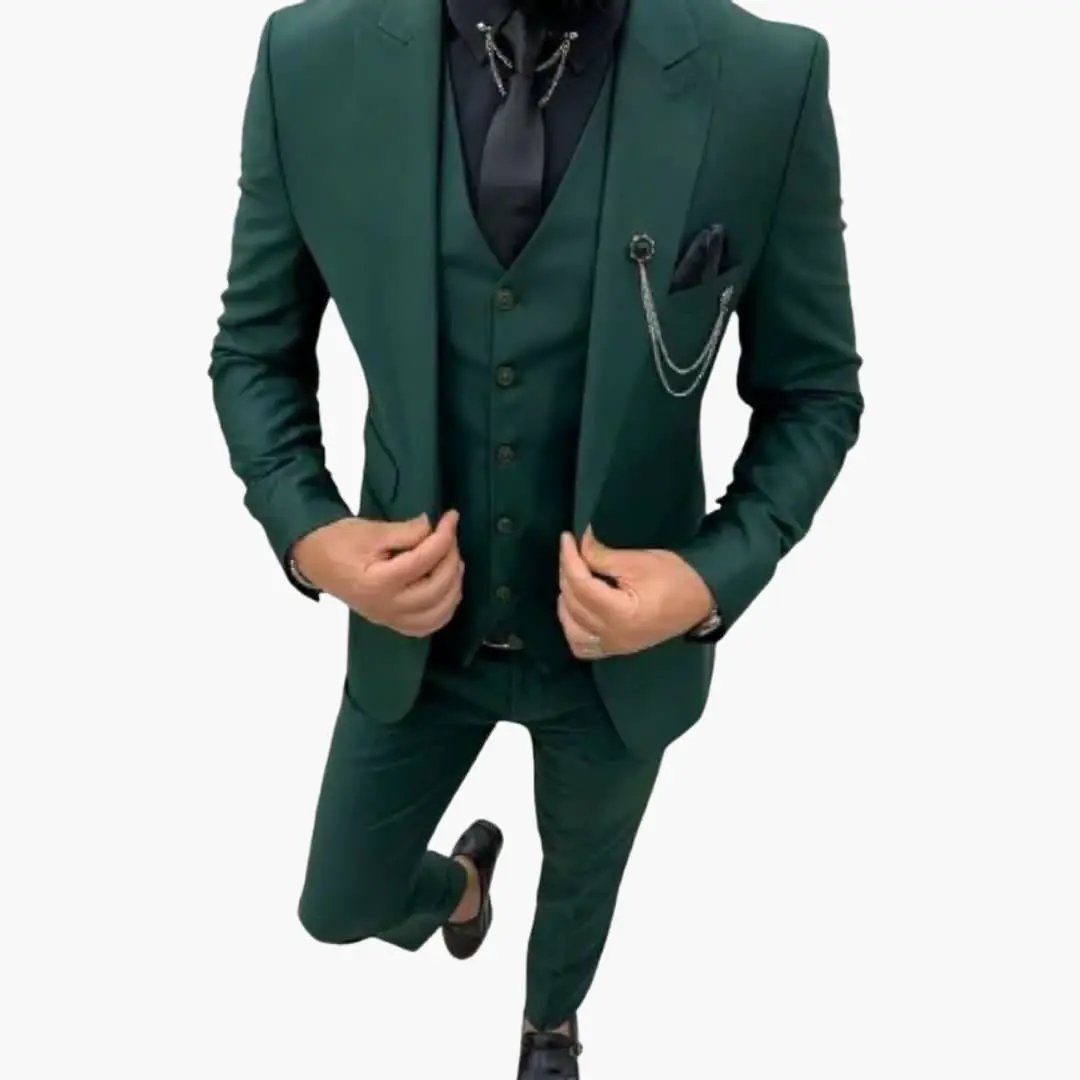 Men's Wedding Suit, Slim Fit Notch Lapel Blazer Waistcoat & Trousers Set for Formal Occasions 20