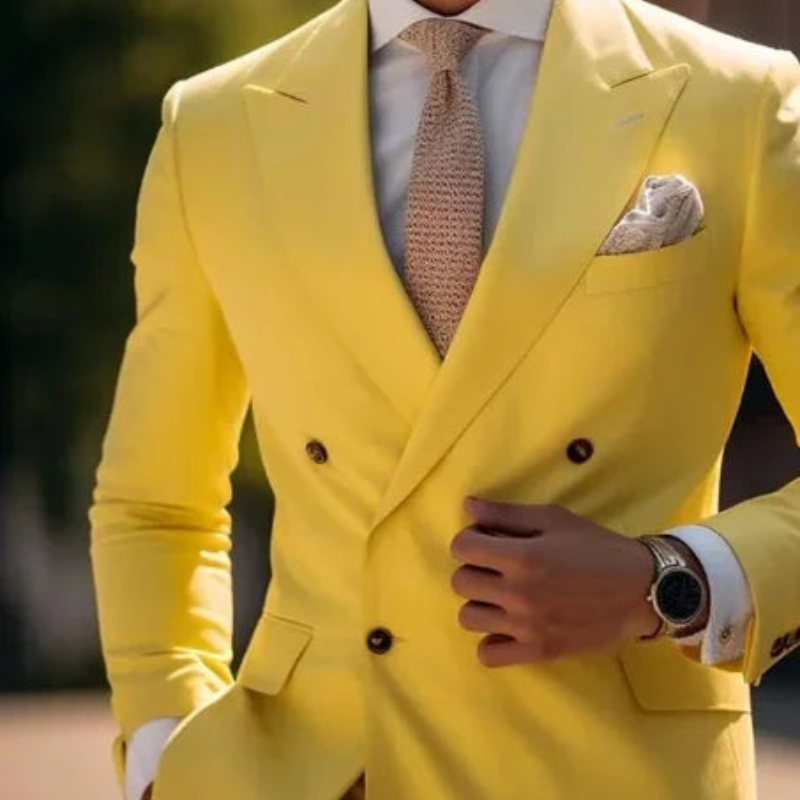 Men's Double Breasted Suit Set, Slim Fit Structured Blazer & Trousers for Weddings & Events 14
