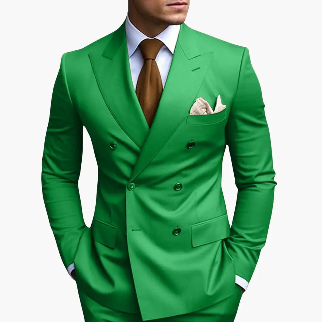 Men's Double-Breasted Wedding Suit, Tailored Blazer & Trousers Formal Event Set 7