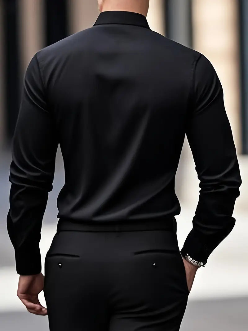Men's Long Sleeve Button-Up Shirt, Smart Casual Tailored Cotton Shirt for Work & Events 15