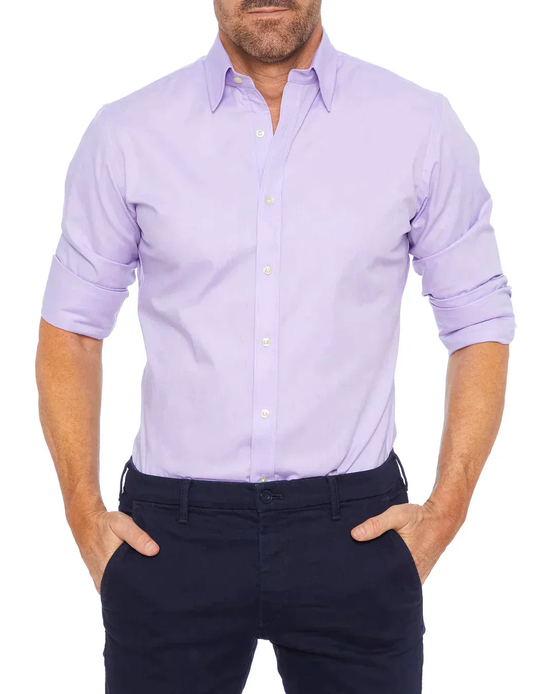 Men's Zip-Up Shirt, Long Sleeve Classic Collar Slim Fit Smart Casual Everyday Shirt 32