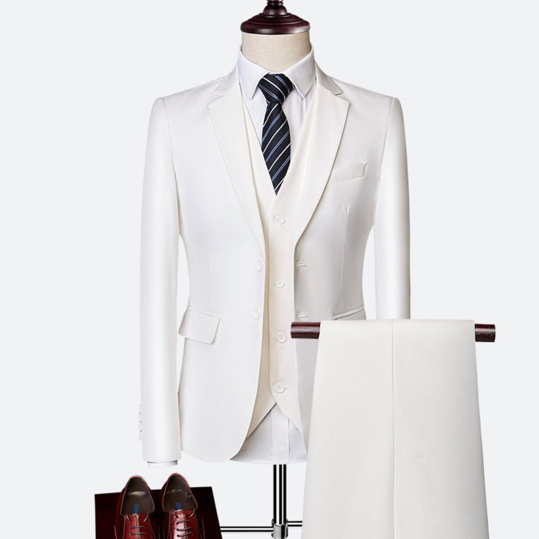 Men's 3 Piece Suit, Double-Breasted Tailored Formal Blazer Waistcoat & Trousers Set 7