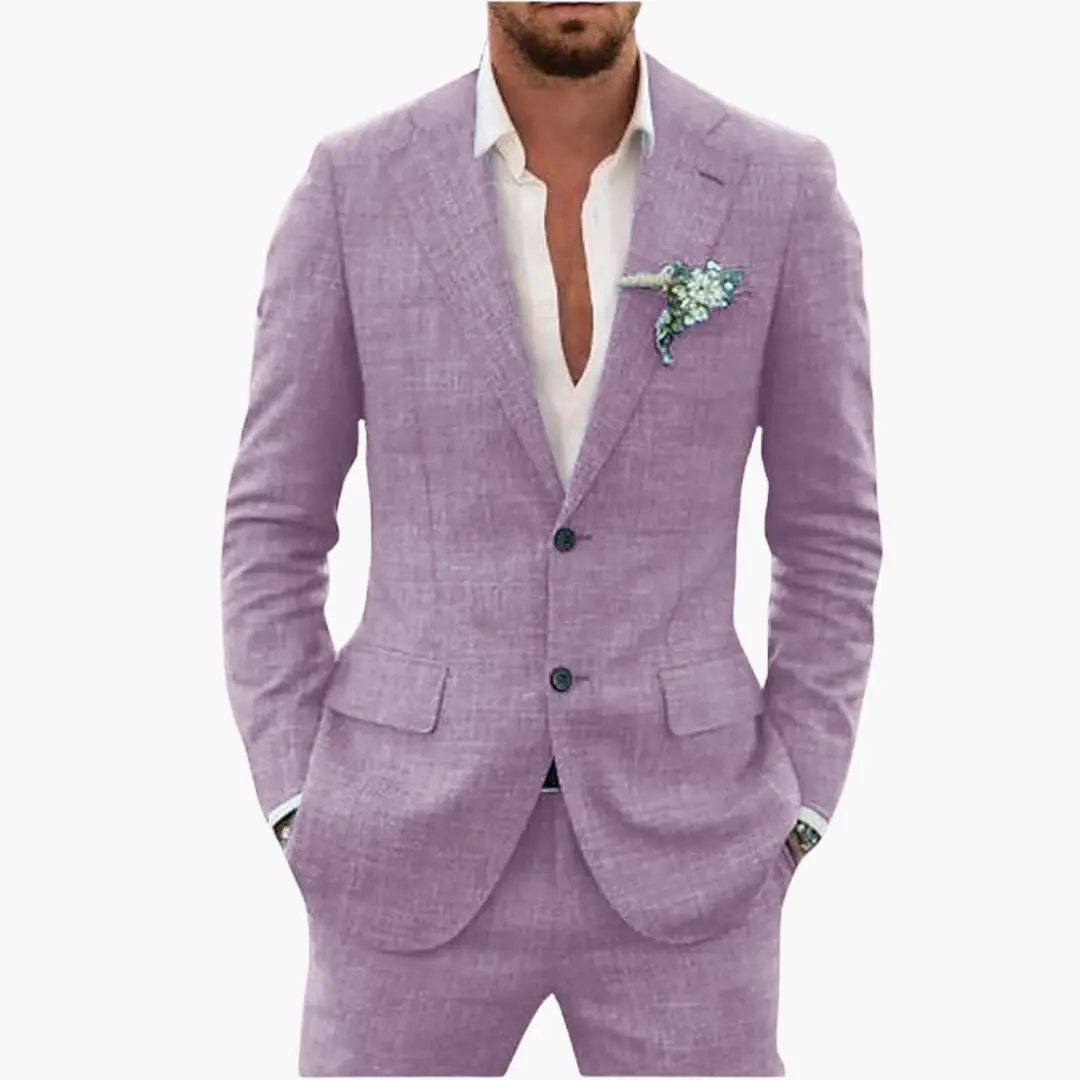 Men's Slim Fit Suit, 2 Piece Notch Lapel Blazer & Straight Trousers Set for Weddings 11