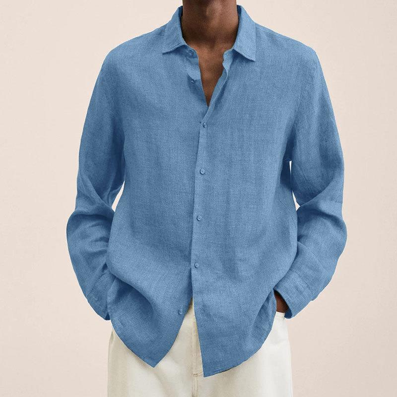 Men's Long Sleeve Shirt, Classic Fit Button-Up Collar Smart Casual Cotton Shirt 9