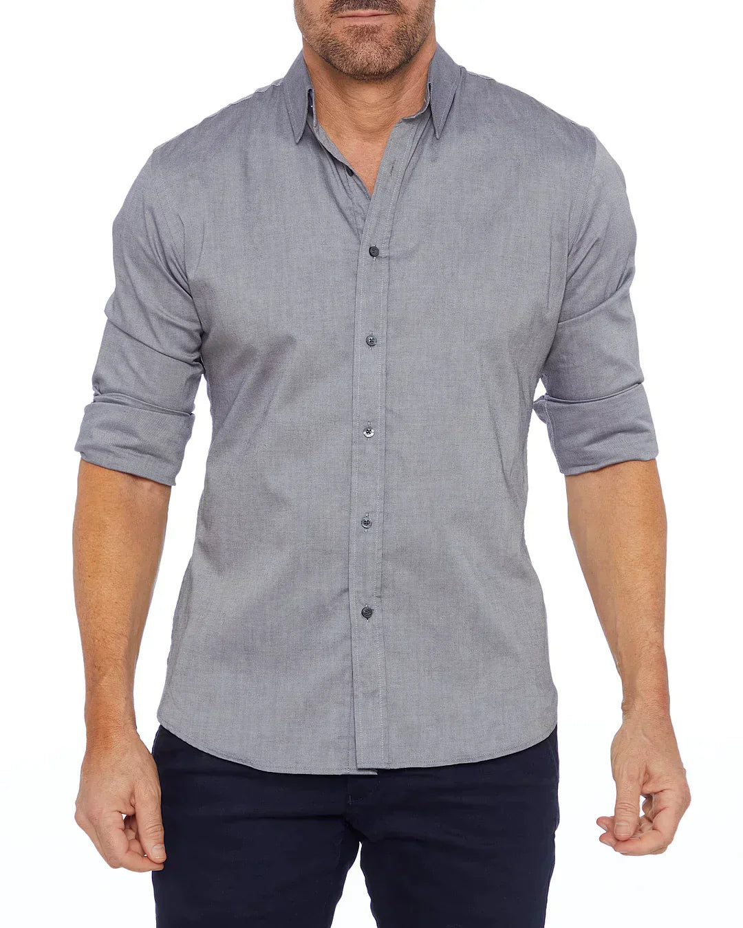 Men's Zip-Up Shirt, Long Sleeve Classic Collar Slim Fit Smart Casual Everyday Shirt 22
