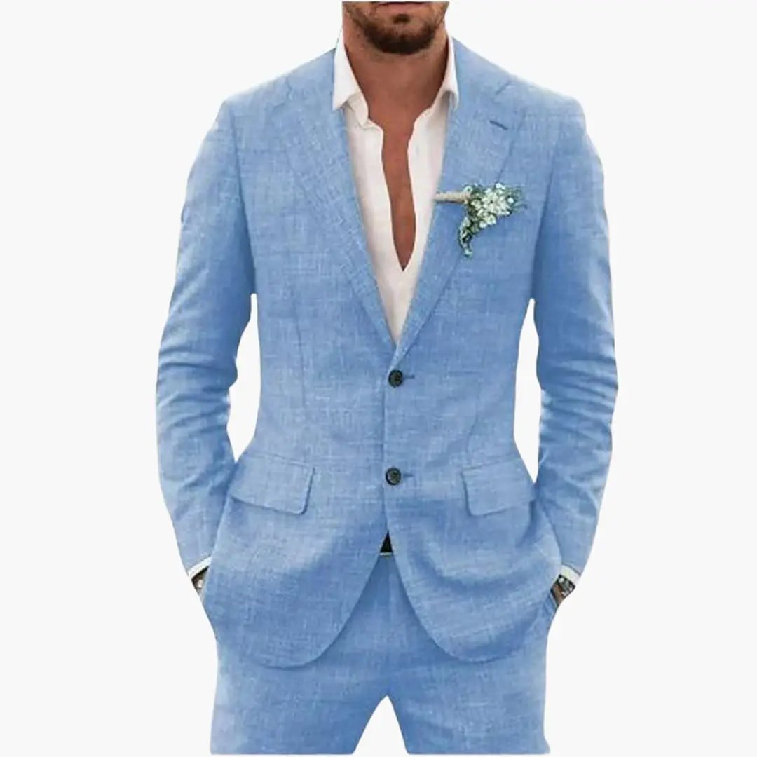 Men's Slim Fit Suit, 2 Piece Notch Lapel Blazer & Straight Trousers Set for Weddings 9