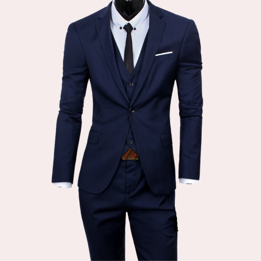 Men's 3 Piece Formal Suit, Slim Fit Double-Breasted Blazer Waistcoat & Trousers Set for Weddings 3
