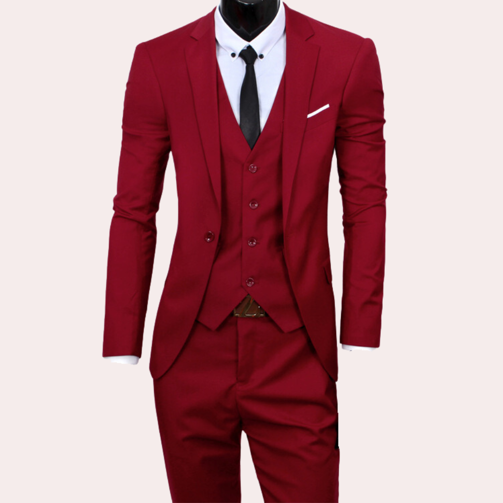 Men's 3 Piece Formal Suit, Slim Fit Double-Breasted Blazer Waistcoat & Trousers Set for Weddings 4