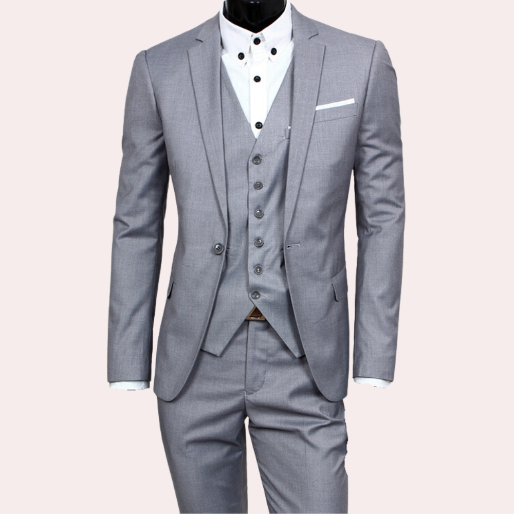 Men's 3 Piece Formal Suit, Slim Fit Double-Breasted Blazer Waistcoat & Trousers Set for Weddings 2