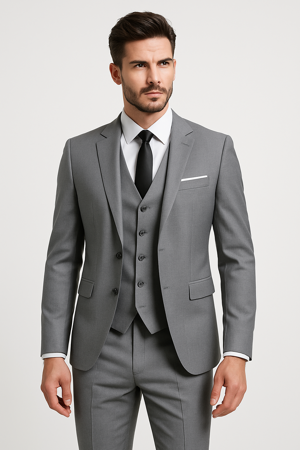 Men's 3 Piece Formal Suit, Slim Fit Tailored Blazer Waistcoat & Trousers Set for Business Events 4