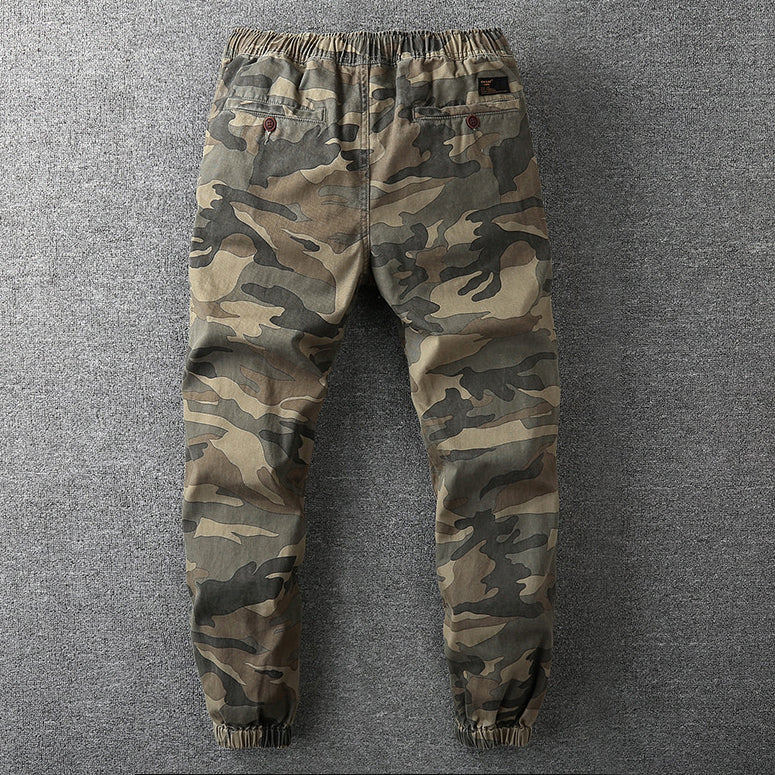 Men's Camo Joggers, Elastic Waist Drawstring Casual Cuffed Sweatpants Tracksuit Bottoms 2