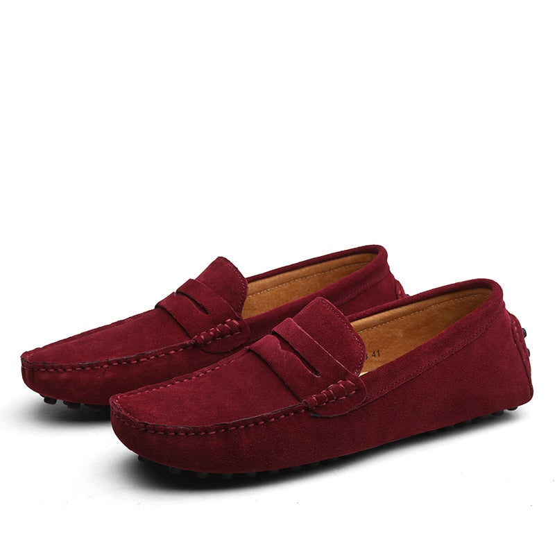 Men's Suede Loafers, Slip-On Smart Casual Dress Shoes with Decorative Stitching 11